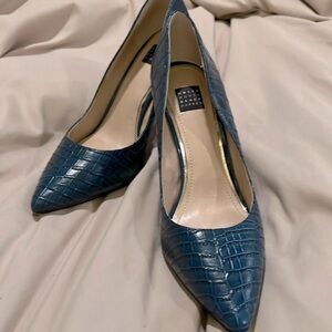 Blue snake skin heels
